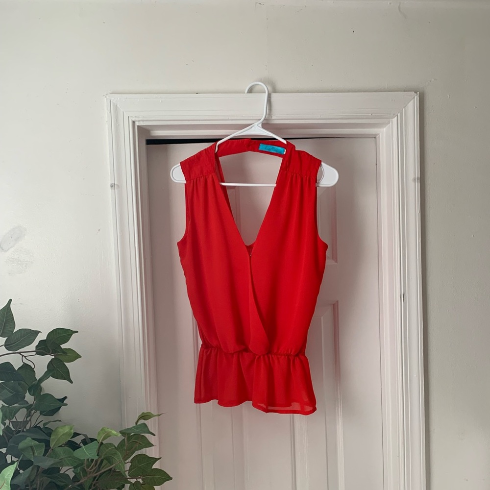 Bright orange/red chiffon shirt, size S